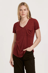 Burgundy Suede Pocket Tee