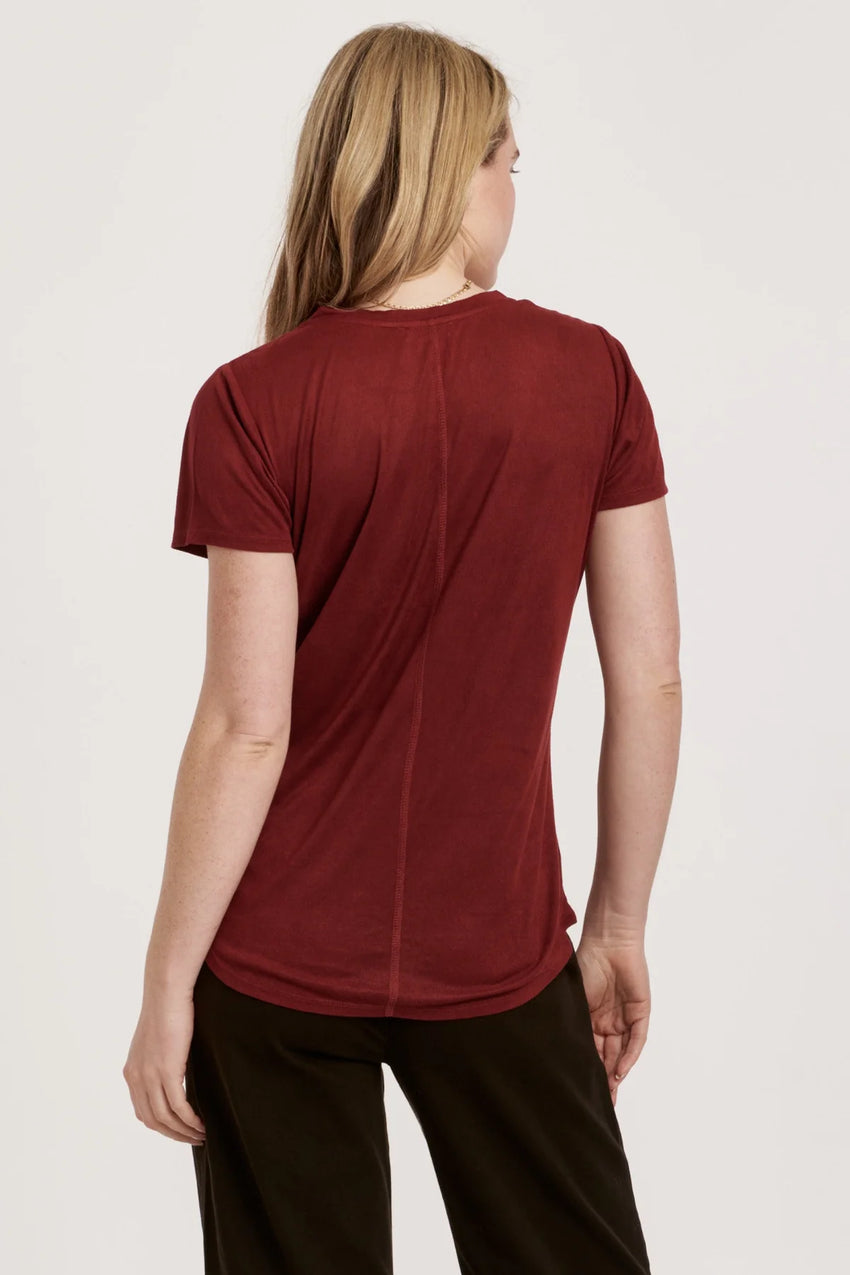 Burgundy Suede Pocket Tee