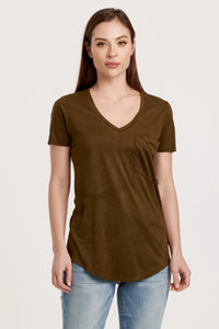 Olive Green Suede Pocket Tee