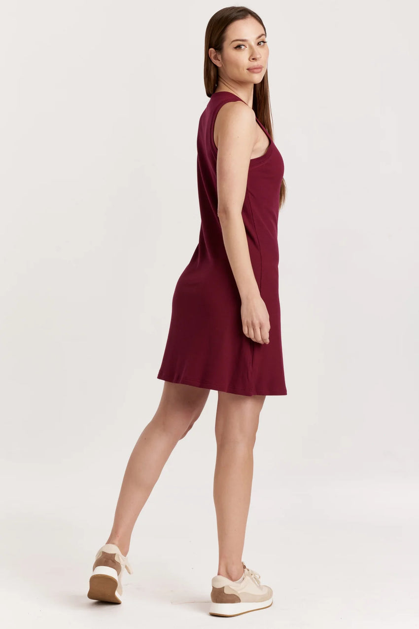 Justine Ribbed Tank Dress in Burgundy