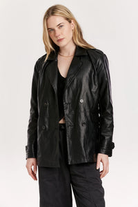 Amira Black Leather Trench