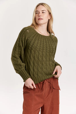 Paulette Wide Neck Cable Sweater