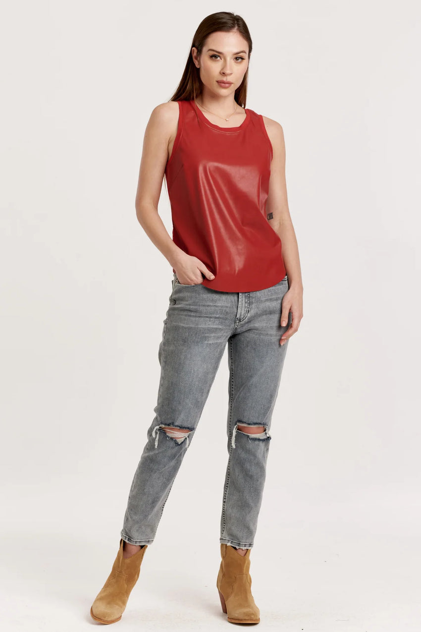 Carmela Pomegranate Leather Tank