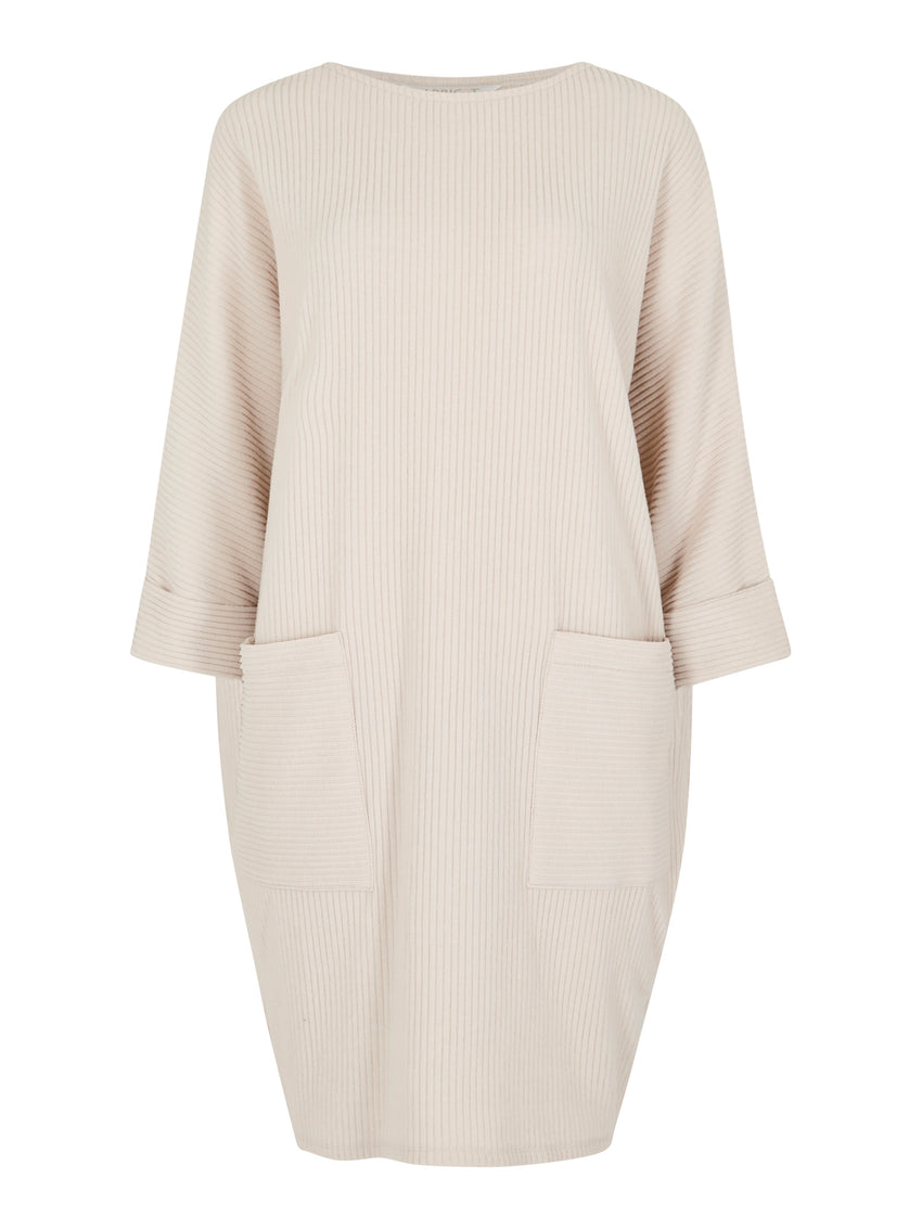 Contrast Ribbed Cocoon Dress