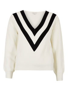 Chevron Vneck Tennis Sweater